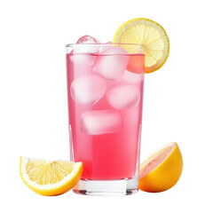 Glass of lemonade on transparent background