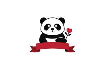 panda bear with a heart