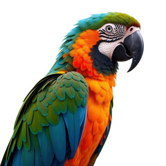 Tropical parrot on transparent background