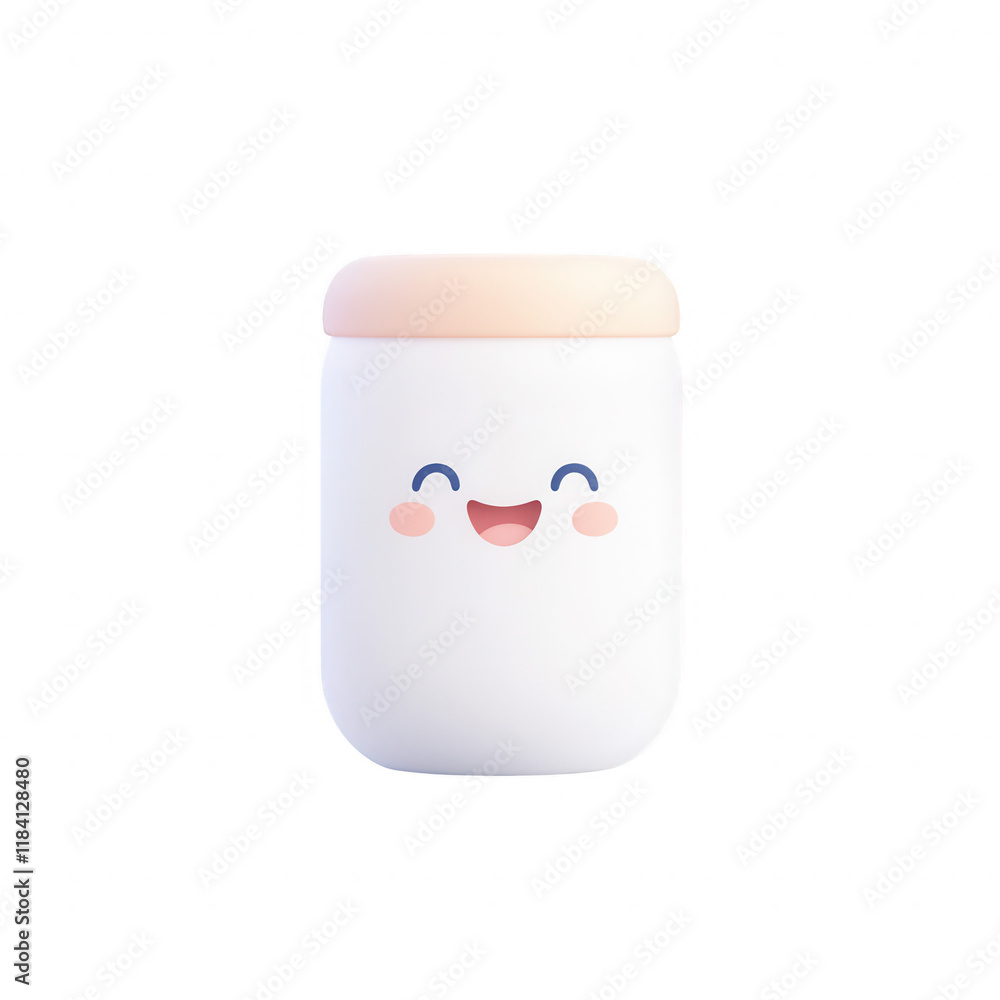 Poster cute smiling jar character designed for playful and friendly illustrations., isolated on a transpare