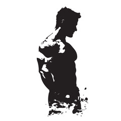Muscular Man Silhouette in Side View – Vector Illustration