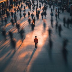 Lonely Figure in a Crowd Capturing Social Anxiety in Urban Setting