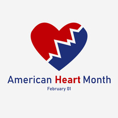 vector graphic of American Heart Month good for national American Heart Month celebration. flat design. flyer design.flat illustration.