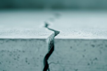 Time-lapse of self-healing concrete, featuring cracks autonomously repaired by bacteria creating calcium carbonate crystals, demonstrating cutting-edge material innovation in sustainable architecture.