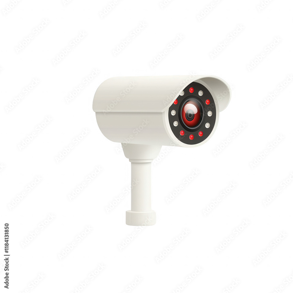 Poster modern security camera with red leds for enhanced surveillance and monitoring., isolated on a transp