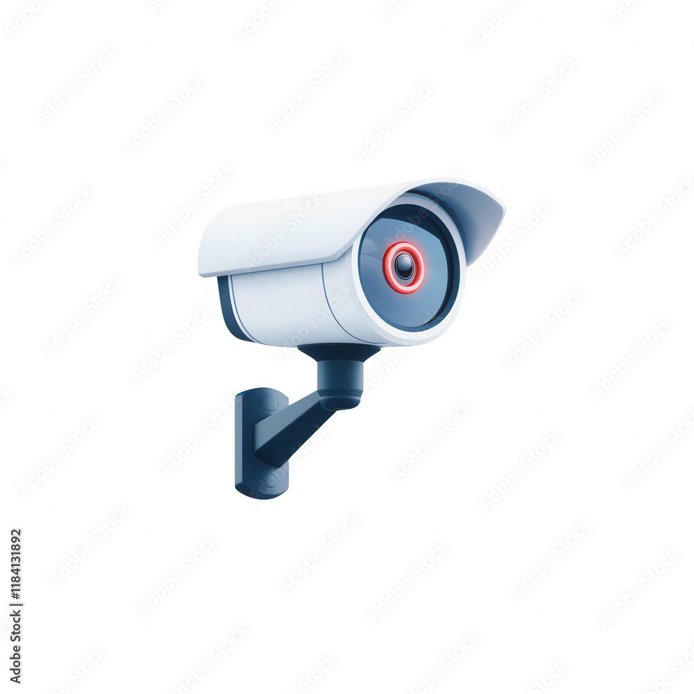 Poster modern security camera with advanced features for surveillance and safety., isolated on a transparen