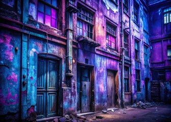 Dark cityscape textures in navy blue and violet form an abstract urban exploration background ideal for photography.