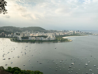 Aerial view of Rio de Janeiro with Guanabara Bay, sailing boats