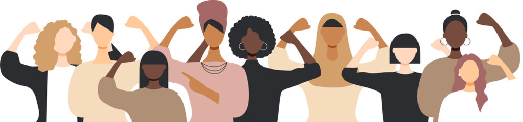Women show their strength. International Women's Day 2025 concept. #AccelerateAction