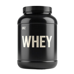 Whey protein jar on transparent background