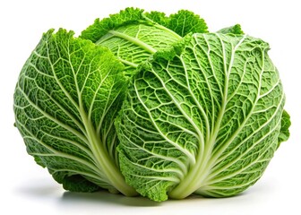 Obraz premium Fresh, vibrant Napa cabbage against a pure white backdrop; a healthy, visually appealing Asian ingredient.
