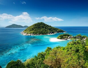 Fototapeta premium an island lanscape with blue sea