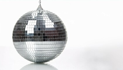 Fototapeta premium shiny silver disco mirror ball isolated on white background
