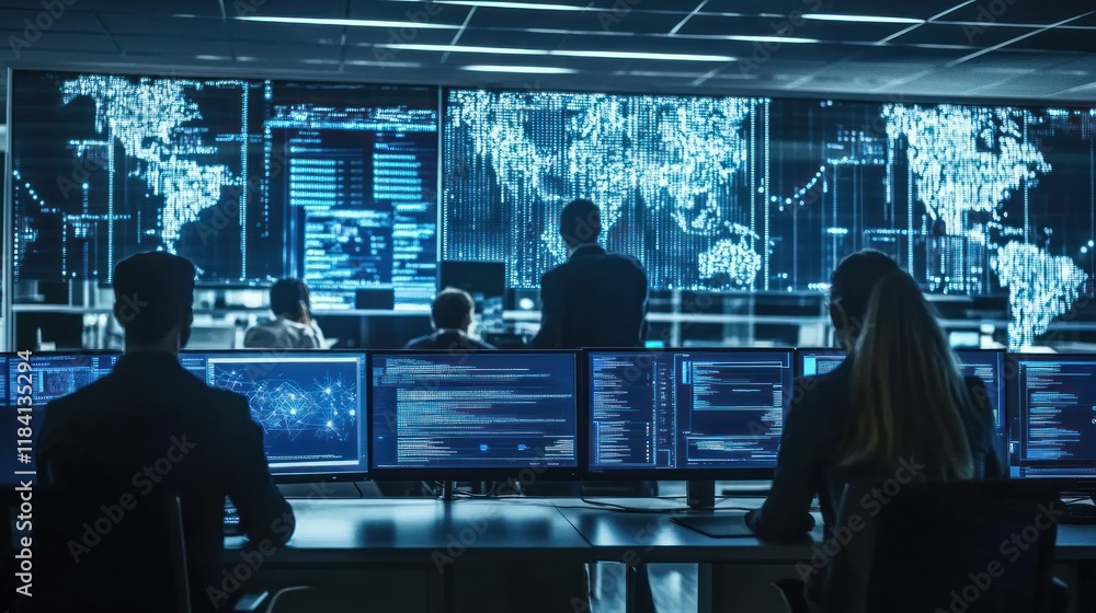 Poster global network security team monitoring data streams