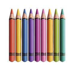 Vibrant collection of colored crayons arranged in a row
