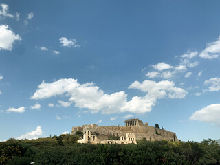 Acropolis in Athens Parthenon under clear blue sky