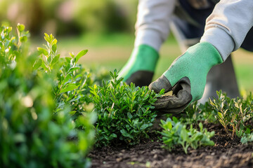 Working with landscape design in summer yard generative ai