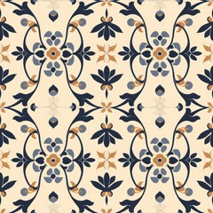 Intricate Floral Pattern with Elegant Swirls and Delicate Details in Earthy Tones and Soft Background for Modern and Vintage Design Projects