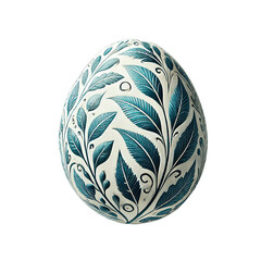 Painted Easter egg on a white background. Holiday and party concept. AI generated.
