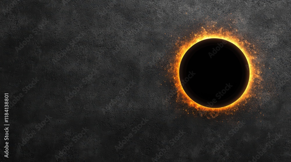 Poster fiery ring of fire on dark textured background - abstract design element