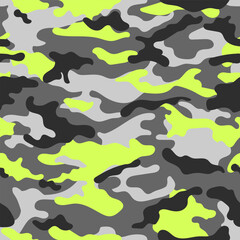 Acid green camouflage military pattern. Green camouflage pattern for clothing design.