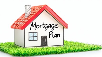 Miniature House Model Representing Mortgage Plan for Homebuyers