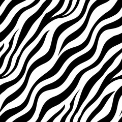 Fototapeta premium Zebra Print Seamless Vector Pattern – High-Detail Black and White Design