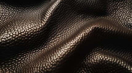 A close-up shot of a piece of textured brown leather.