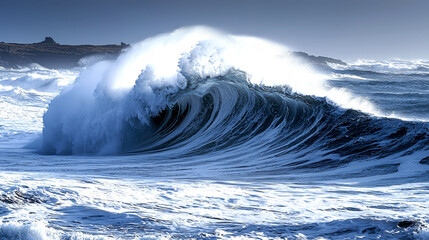 Majestic Ocean Wave Crashing on the Coast: A Breathtaking Seascape