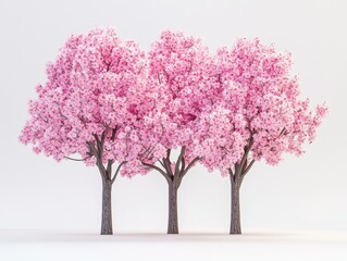 Obraz premium Blossoming cherry trees in a serene spring garden aerial perspective