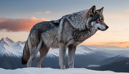 Fototapeta premium Majestic Wolf in Winter Wonderland
