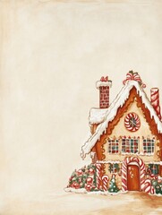 Fototapeta premium A Festive Gingerbread House Decorated For Christmas