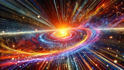 Naklejka premium Abstract visualization of glowing energy flows in vibrant colors symbolizing innovation and technological progress.