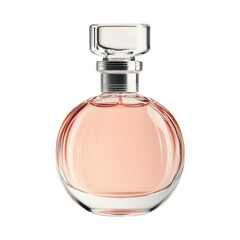 Elegant perfume bottle with a soft pink hue