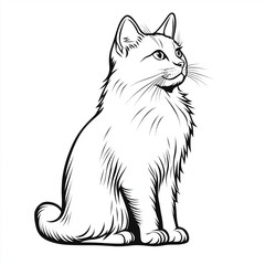 Obraz premium Simple line drawing of a American Curl full body on a white background, w