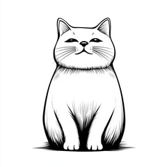 Obraz premium Simple line drawing of a British Shorthair full body on a white background,