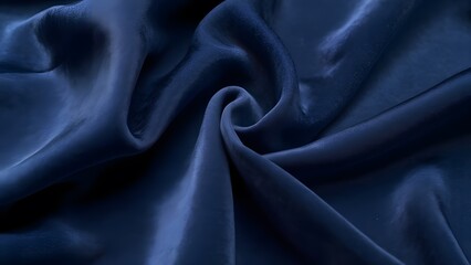 Obraz premium Luxurious Navy Blue Silk and Velvet Fabric Texture, Close-Up Drape of High-End Textiles