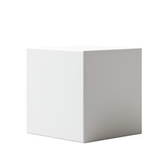 Minimalist white cube on a transparent background