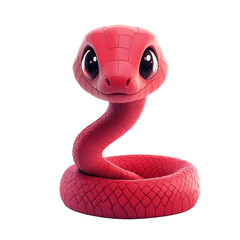 Fototapeta premium Cute Red Snake Illustration, Transparent Background, Copy Space