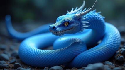 Fototapeta premium Blue Dragon, Generative AI