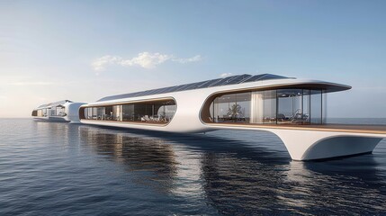 Modern Clean Design of a Fully Solar Powered Luxury Floating Residence on Water