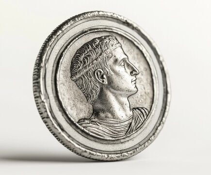 Ancient Roman Coin showcases Emperor Profile in Detailed Silver Relief