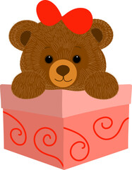 teddy bear with bow in gift box