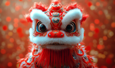 happy chinese new year, cute chinese traditional lion dance