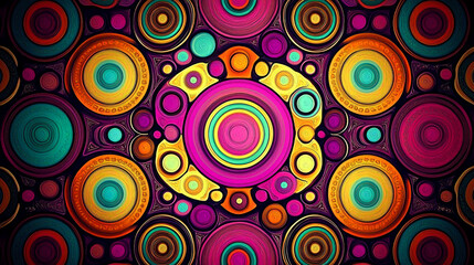 Vibrant Abstract Circular Pattern: Colorful Geometric Design Background