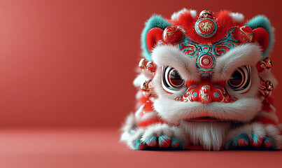 happy chinese new year, cute chinese traditional lion dance