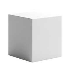 Minimalist white cube on a transparent background