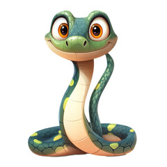 Fototapeta premium Cute Cartoon Snake Illustration, White Background, Copy Space, Transparent.