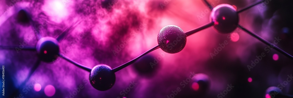 Poster abstract network connections with glowing lights and dark background - tech infrastructure concept