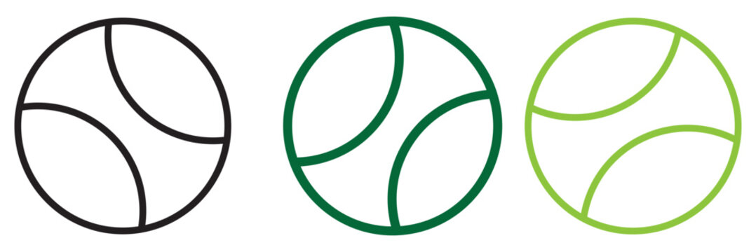 Tennis ball icon isolated on white background. Sport symbol. Fitness, comptetition, for UI design. Flat design. Vector illustration.